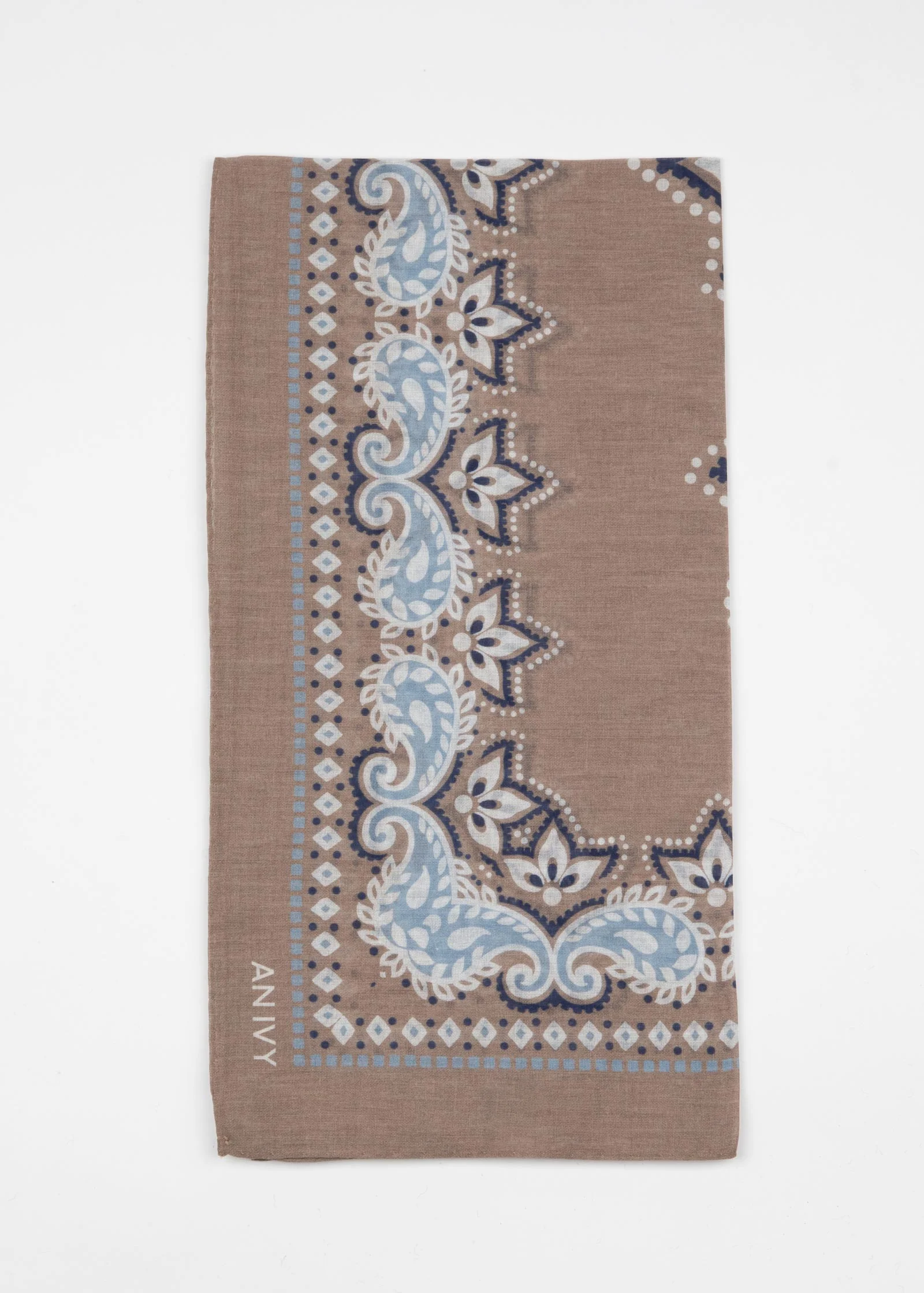 Taupe Flower Paisley Ornaments Bandana - Image 5